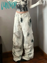 Lunivop Maillard Jeans Cottage Core Cute Streetwear Baddie Style Denim Coquette Pants Japanese